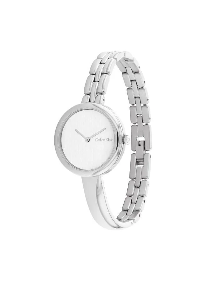CALVIN KLEIN  Bangled Collection Analog Quartz Watch For Women With Silver Stainless Steel Bracelet - 25200278 for Women | Best Price UAE